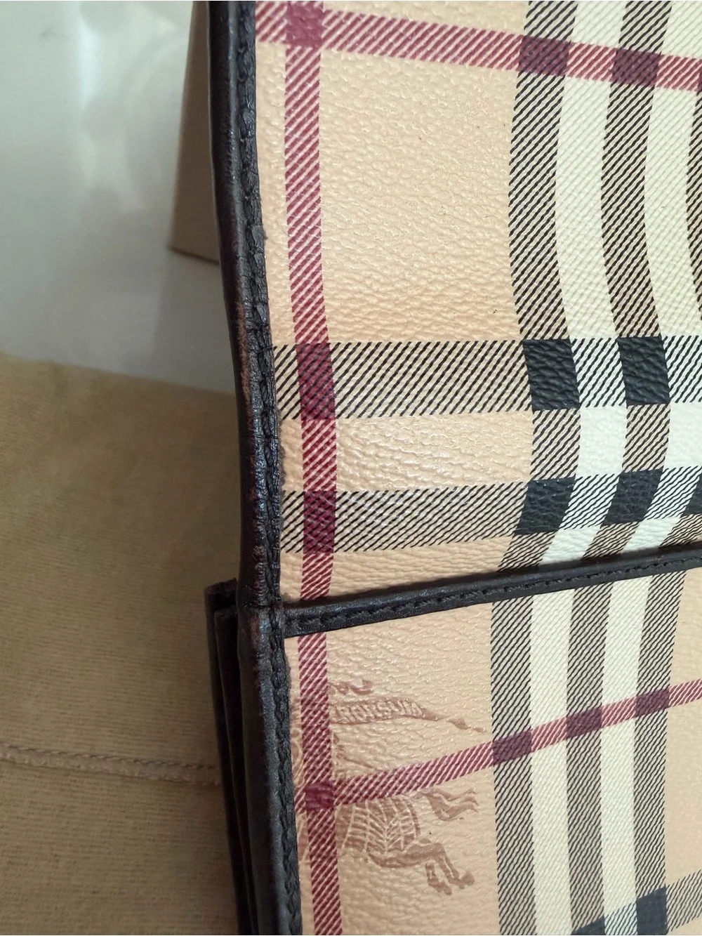 Burberry Haymarket Plaid Fold Wallet with Black Trim